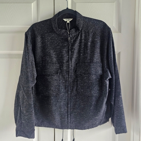 NWT Max Studio Space Dye Light Drawstring Crop Utility Jacket Black Large - Picture 12 of 15